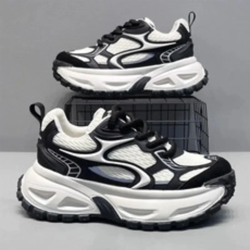 

Мужская четырехсезонная дышащая спортивная обувь с сеткой, корейская уличная модная удлиняющая обувь на толстой подошве, модная повседневная обувь для папы