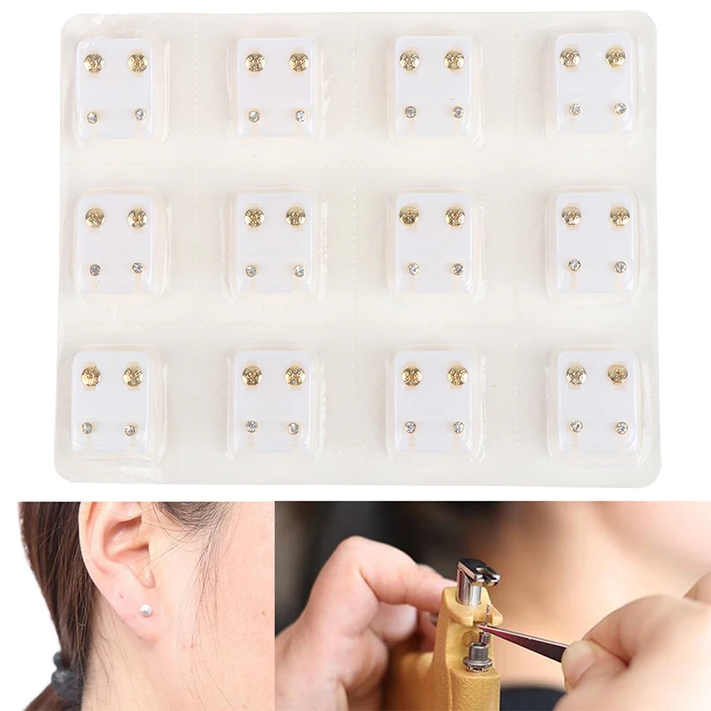 Herramienta médica para Piercing de pendientes, joyería de acero quirúrgico, 12 pares