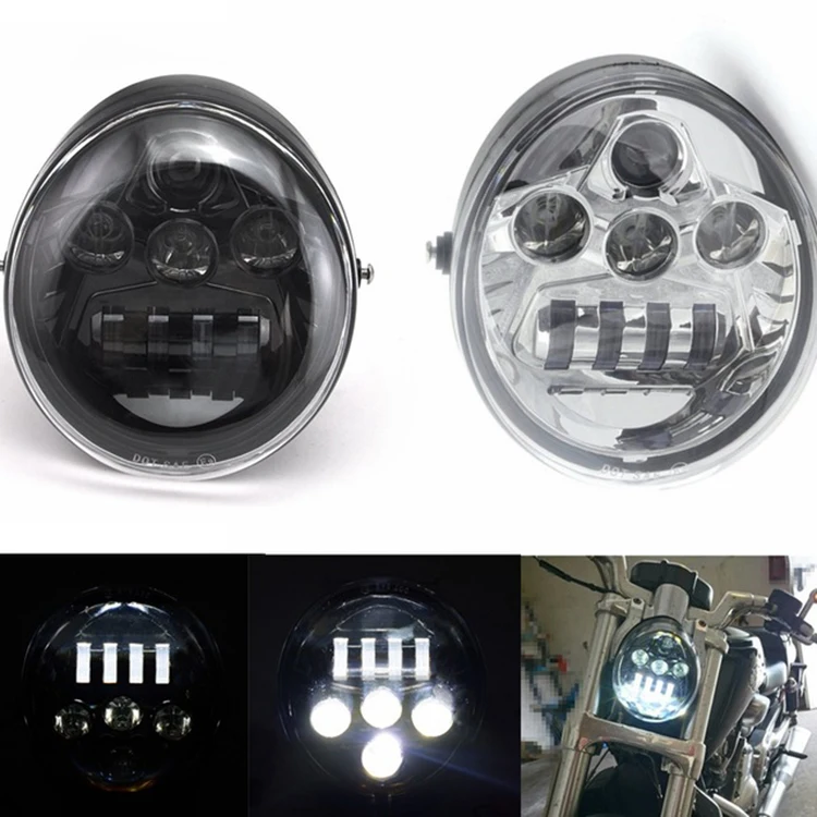 Hot sale  Motorcycle Aluminum DRL Black Dot Approved 12V led Headlamp For  V Rod VROD VRSCA VRSC Headlight