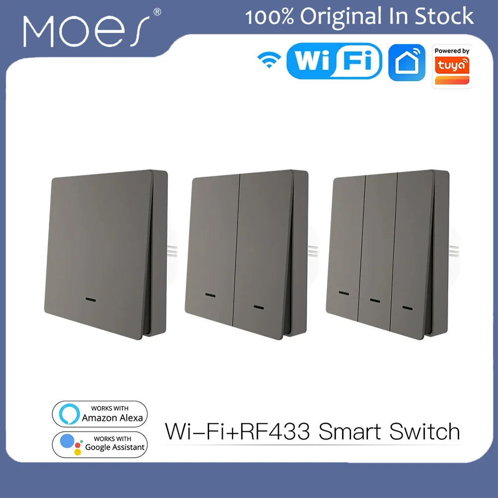 Moes Smart Wall Switch WiFi RF433  APP Remote Control Voice Control by Alexa Timming Setting for Moes Tuya Alexa Google APP