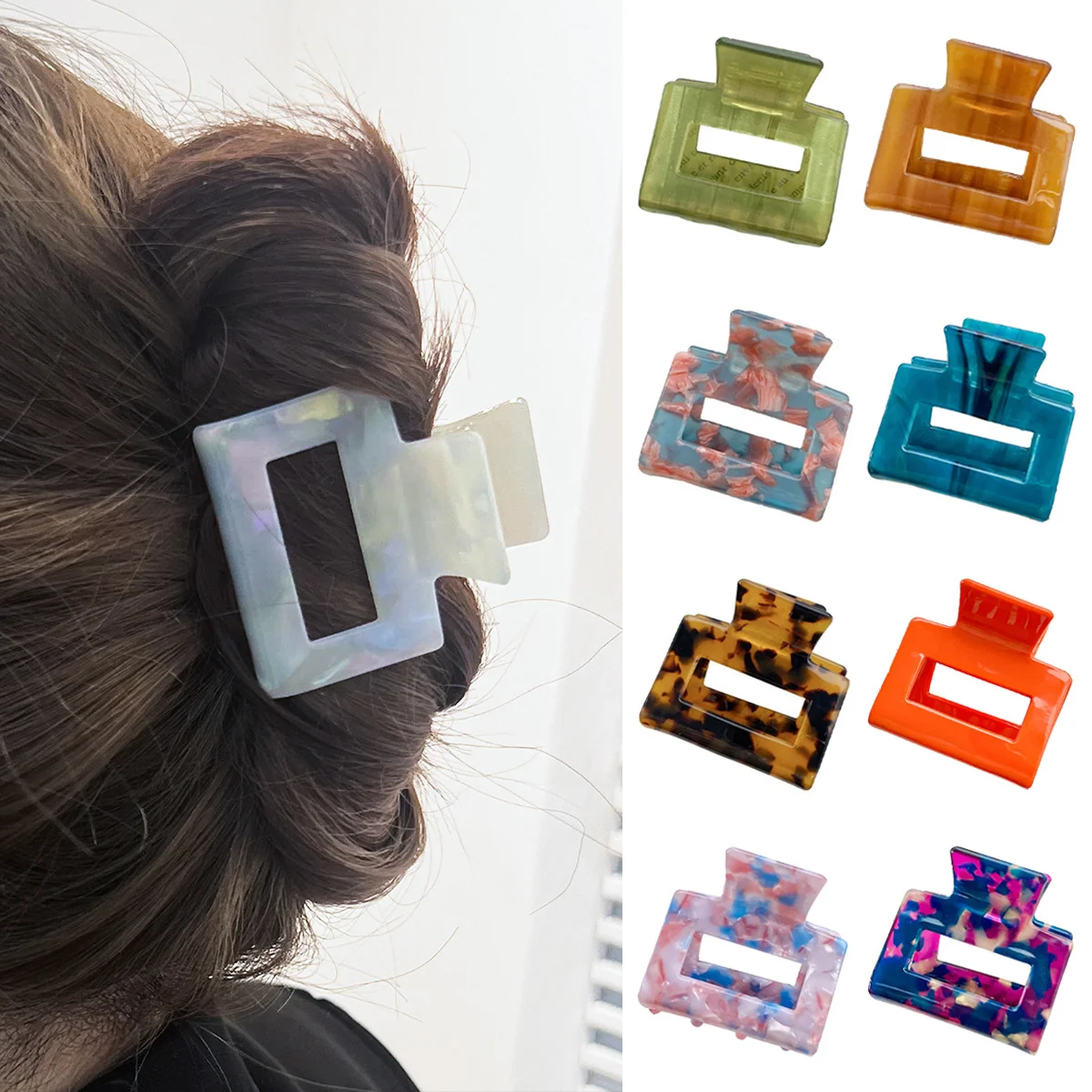 

Premium Acetate Square Hair Clip Medium Size Shark Clip Fashion Hair Accessory Hairpin for Women