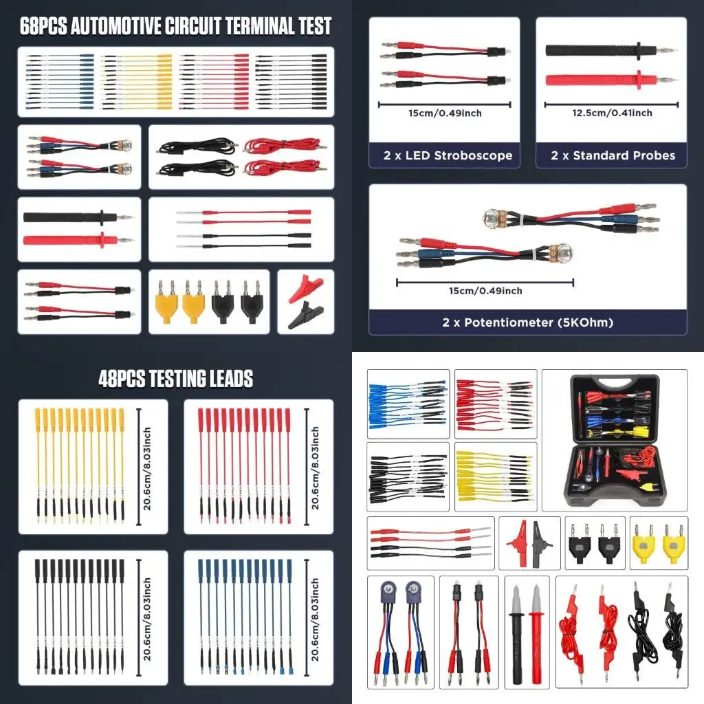 Comprehensive 68Pcs Vehicle Circuit Tester Bundle for Reliable Measurements