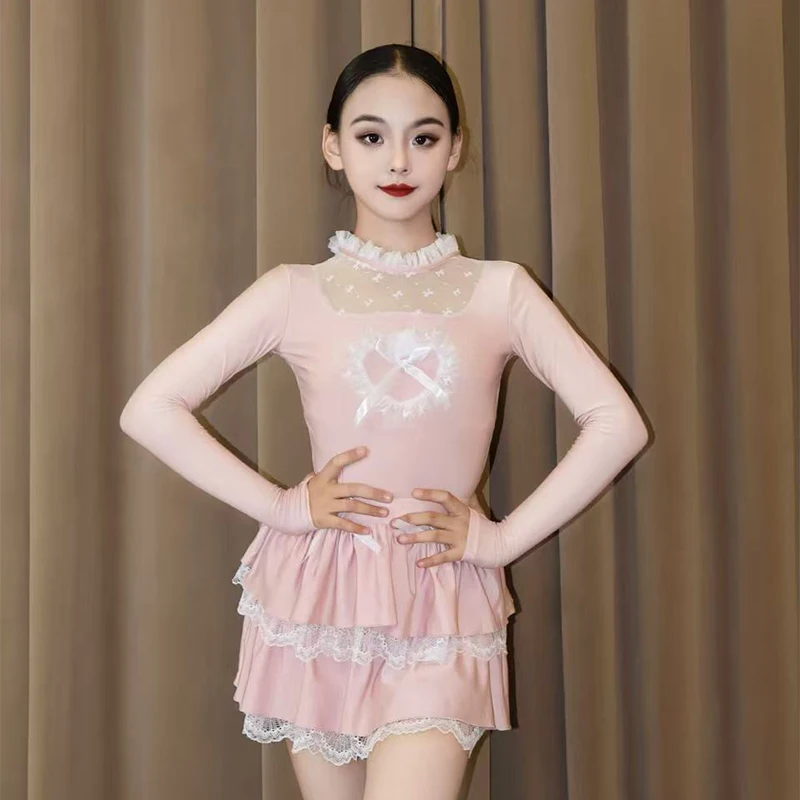 

Новая одежда для латинских танцев, тренировочная одежда для девочек, высококачественная детская одежда для выступлений, комплекты детских юбок для выступлений