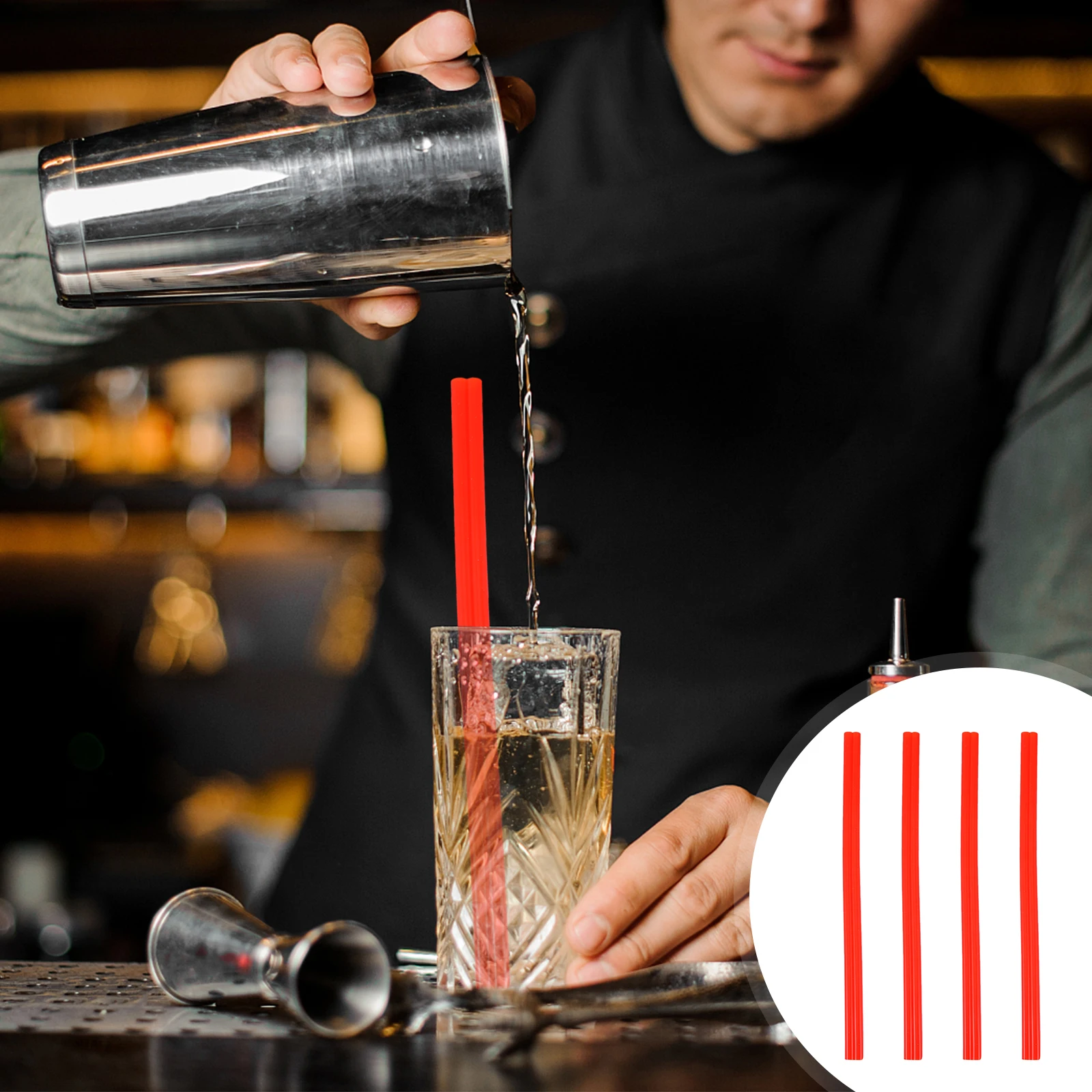 

4 Pcs Shaped Silicone Straws Party Straws Red 25cm Big Hole Reusable Milk Tea Coffee Party Kitchen Bar Accessories