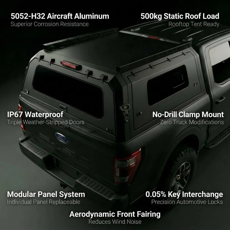 High Quality 4X4 Off‑Road Aluminum Alloy Hard Topper Canopy Tonneau Cover Fit for 5.5ft F150 Titan Factory Wholesale New