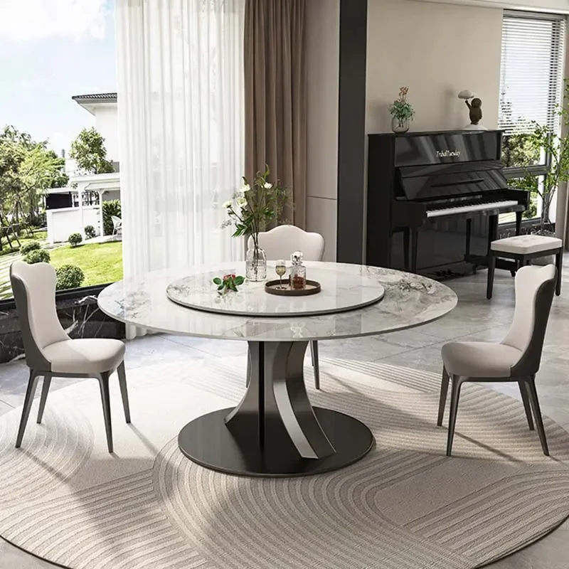 

Aesthetic Kitchen Table Living Room Round Unique Design White Wood Dining Table Restaurant Luxury Mesas De Jantar Home Furniture