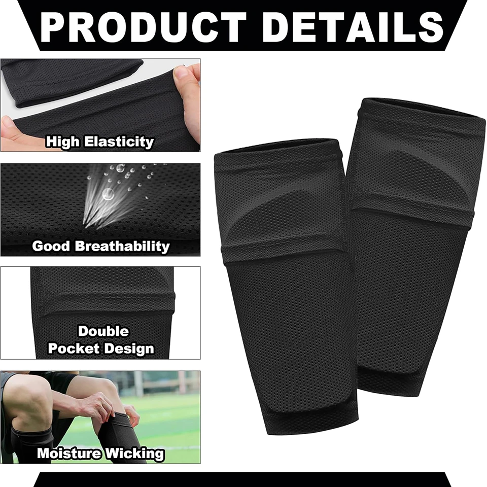 Loogdeel Sports Set Soccer Shin Guard Leg Cover Independent Pocket Anti-Drop Elastic Breathable Football Unisex Protective Gears