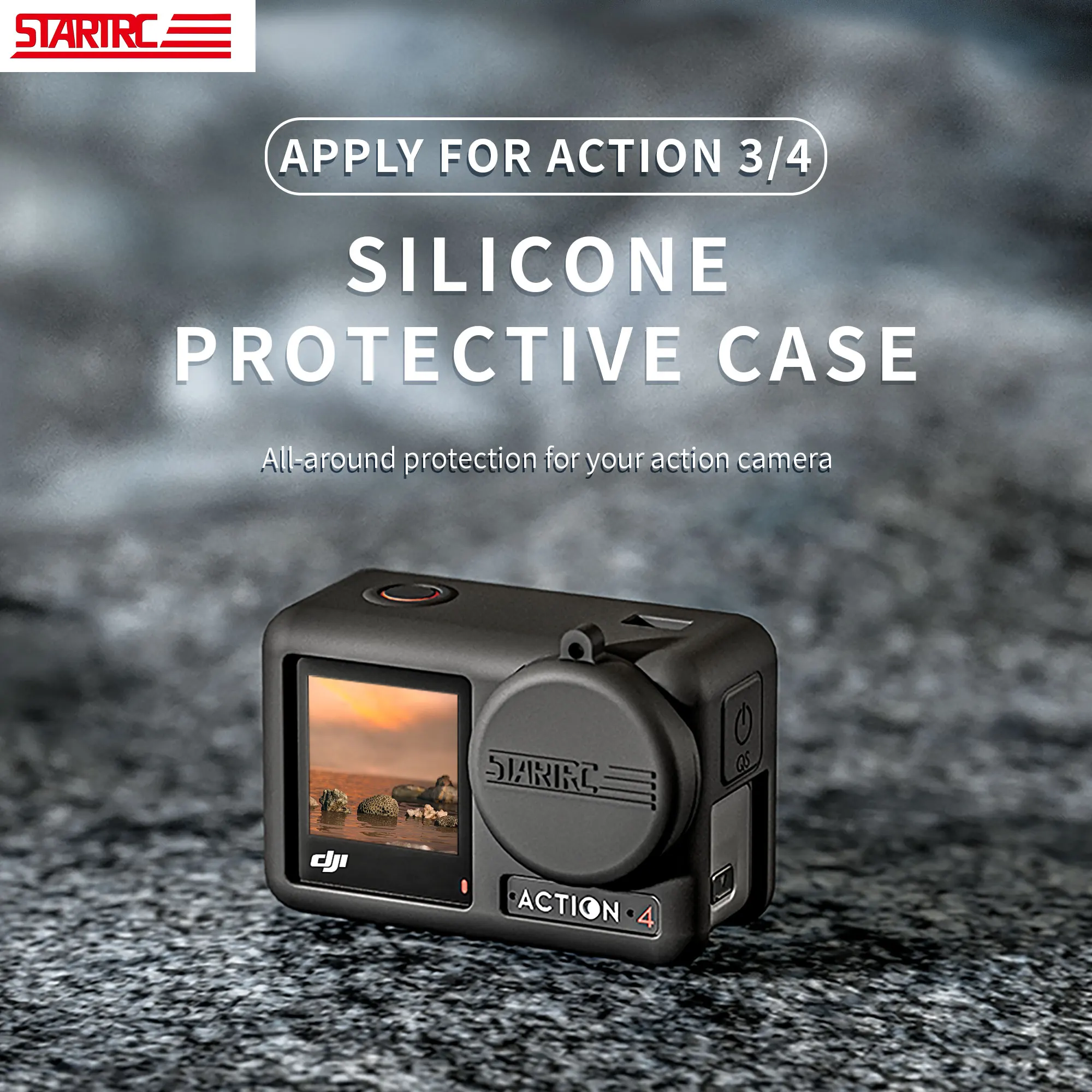 Silicone Protective Cover for DJI Action 4 Soft Lens Sleeve Case W/ Lanyard Rope Osmo Action 3 Sport Camera Accessories