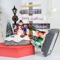 Street Lamp With LED Light Snowman Xmas Tree Miniature Figurine Christmas Decoration Micro Landscape Fairy Garden Ornament