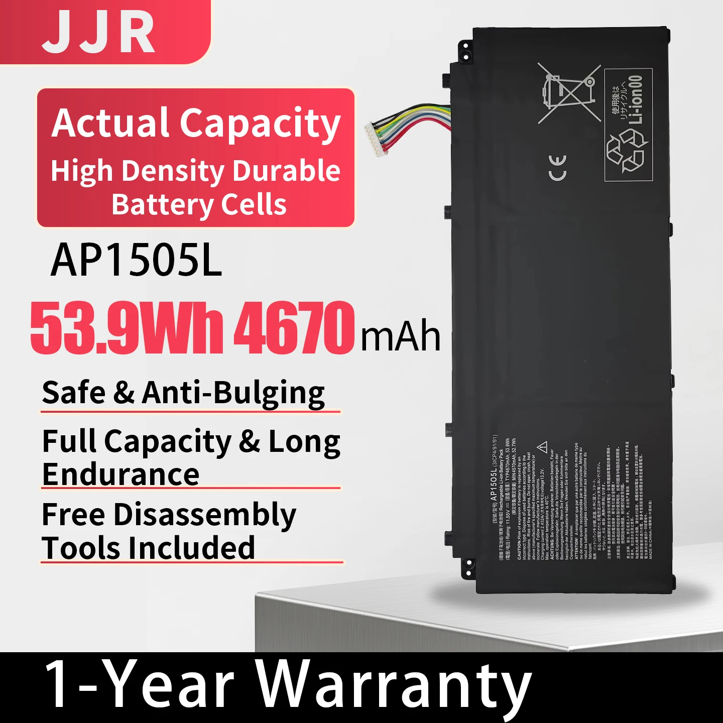 AP1505L 53.9Wh/4670mAh 11.55V Replacement Laptop Battery for Acer SF514-51 Swift Triton 700 Aspire S13 S5-371