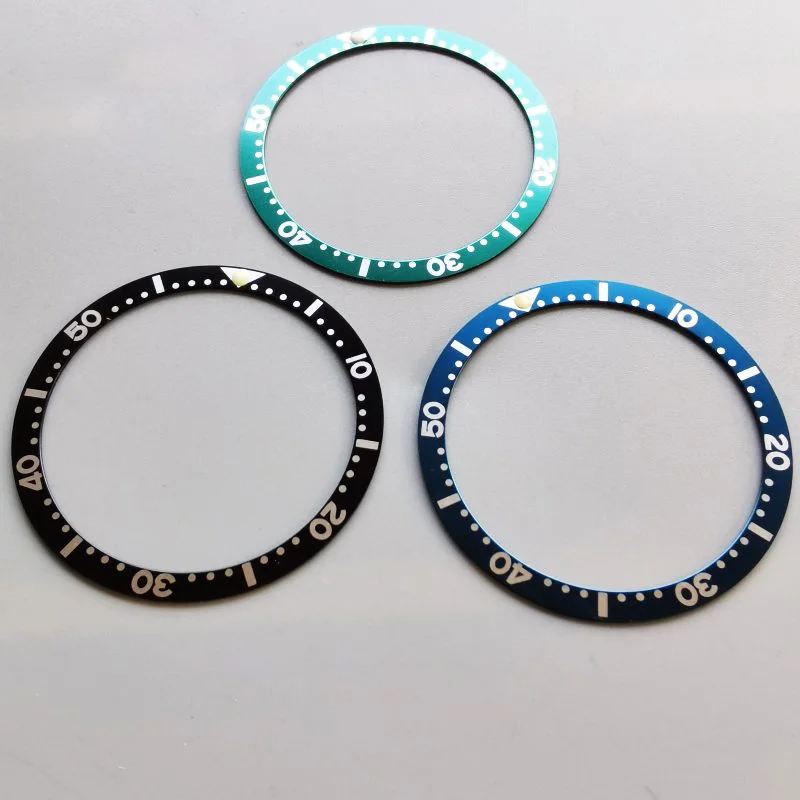 Watch Parts 38mm SKX6105 Black Blue Green Luminous Beads Flat Aluminum Bezel Insert Fit For SKX Turtle 6105 NH35 NH36 Movement