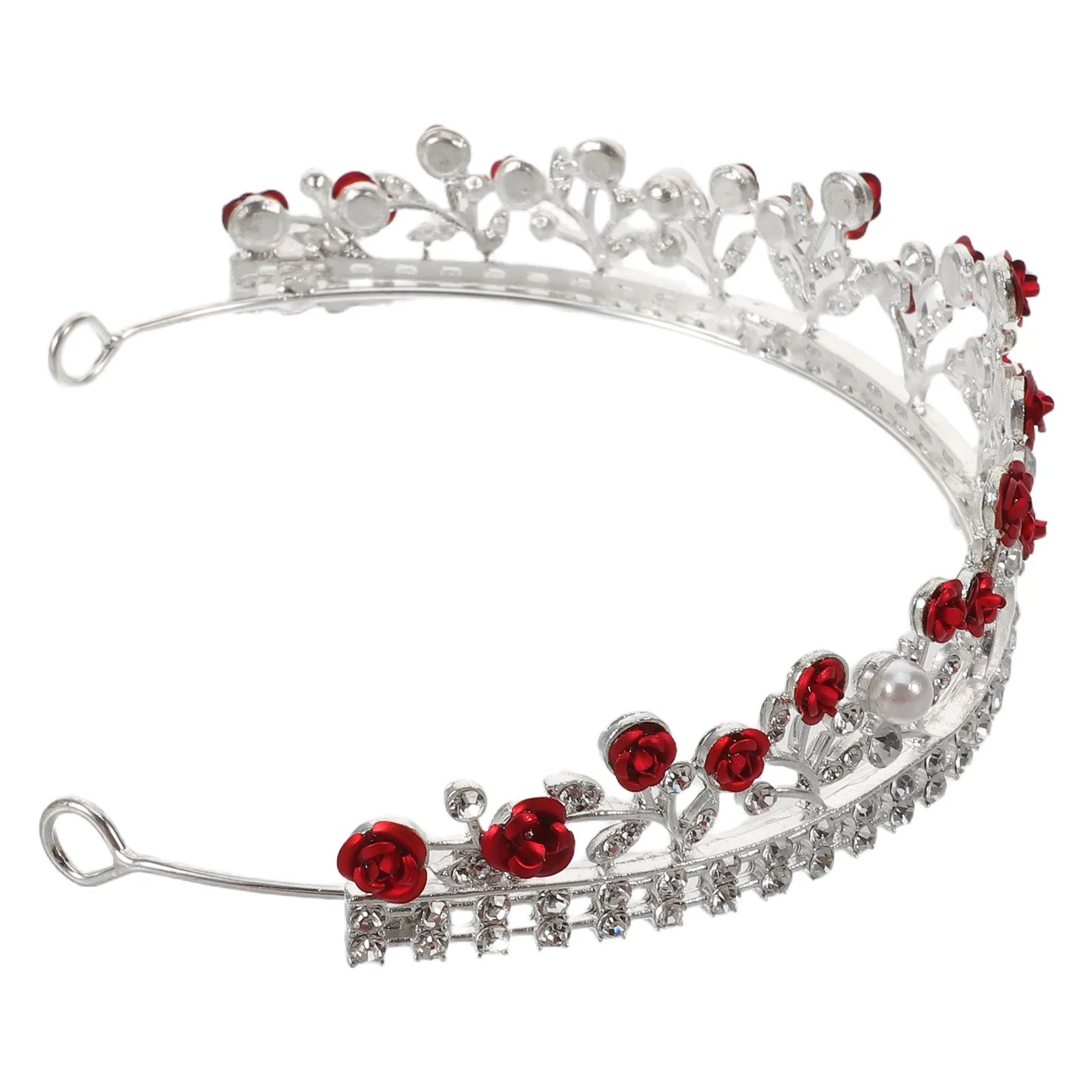 

Bridal Crown For Women Red Rose Tiara Rhinestones Baroque Floral Headband Wedding Hairpiece Princess Bride Headwear Party