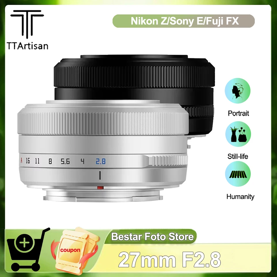 TTArtisan AF 27mm F2.8 APS-C Mirrorless Camera Lens Applicable for Fuji X-A1 X-M1 X-H1 Sony A6000 A7  Nikon Z50 Z9