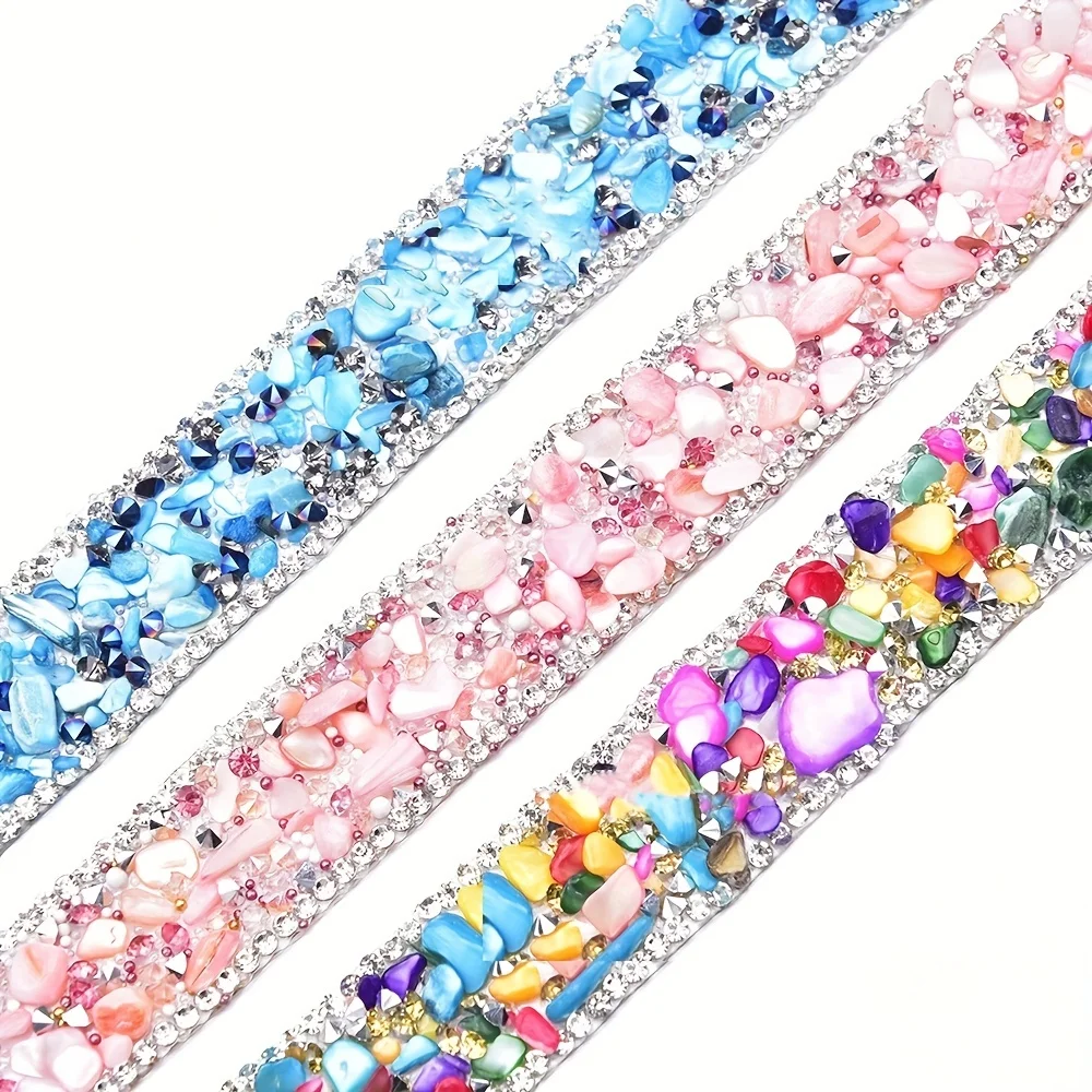 1 Yard Crystal strass Trim autoadesivo pietra colorata striscia di diamanti nastro da trapano per cucire abbigliamento fai da te abito per capelli