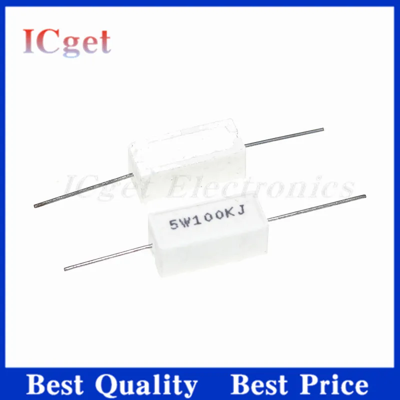 10Pcs 5W 10W 20W cement resistance 0.1R 0.22R 0.47R 0.5R 1R 2R 5R 10R 1K 10K