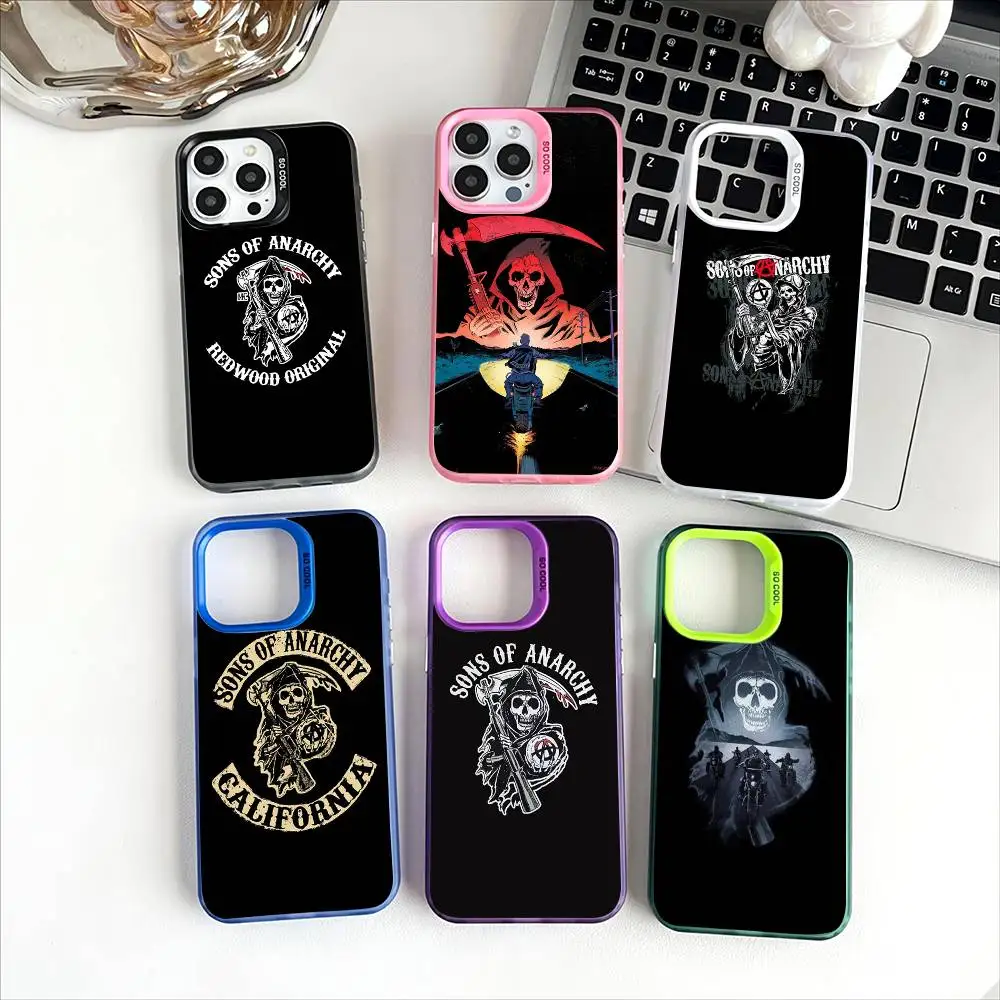 

American TV Sons of A-Anarchy Phone Case Unique Holographic Rainbow iPhone 11-16 Pro Max TPU Case. Slim Fit, Shockproof, Skin-fr
