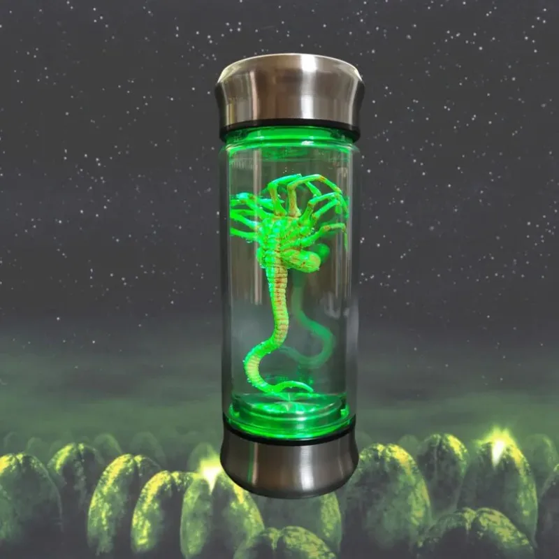 جرة عينة زينومورف المتوهجة - غرفة حيوية لجنين الوجه |   نسخة طبق الأصل من الدعامة الغريبة |   ديكور رعب خيال علمي