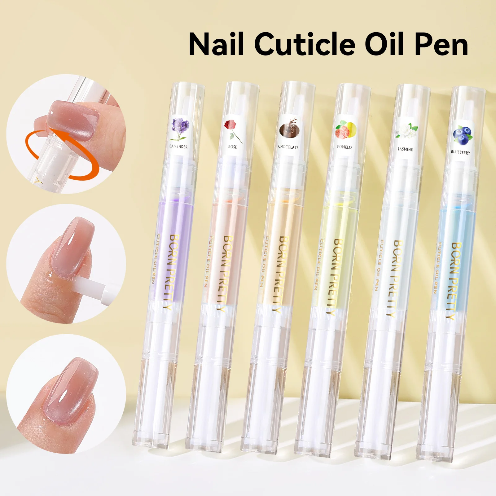 

BORN PRETTY Питательное масло для ногтей, ручка для ухода за ногтями, 6-запах, восстанавливающее масло для кутикулы, предотвращающее соглашение, гель-лак для ногтей, питающая ручка для кожи