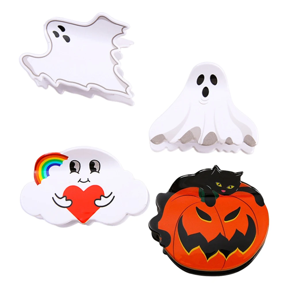 

4pcs Acrylic Pumpkin Ghost Claw Clips Halloween Theme Party Wedding Ceremony Decorative Accessories For Women Girls Small Claw