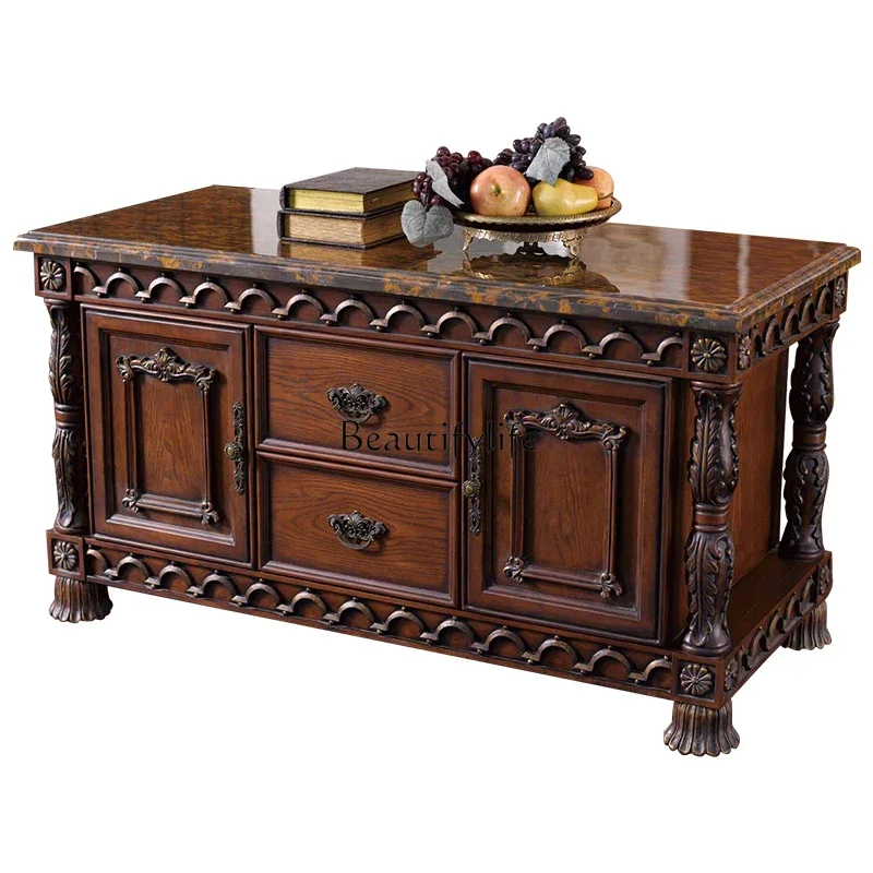 

LXEuropean TV cabinet drawer American retro solid wood audio-visual cabinetSSS