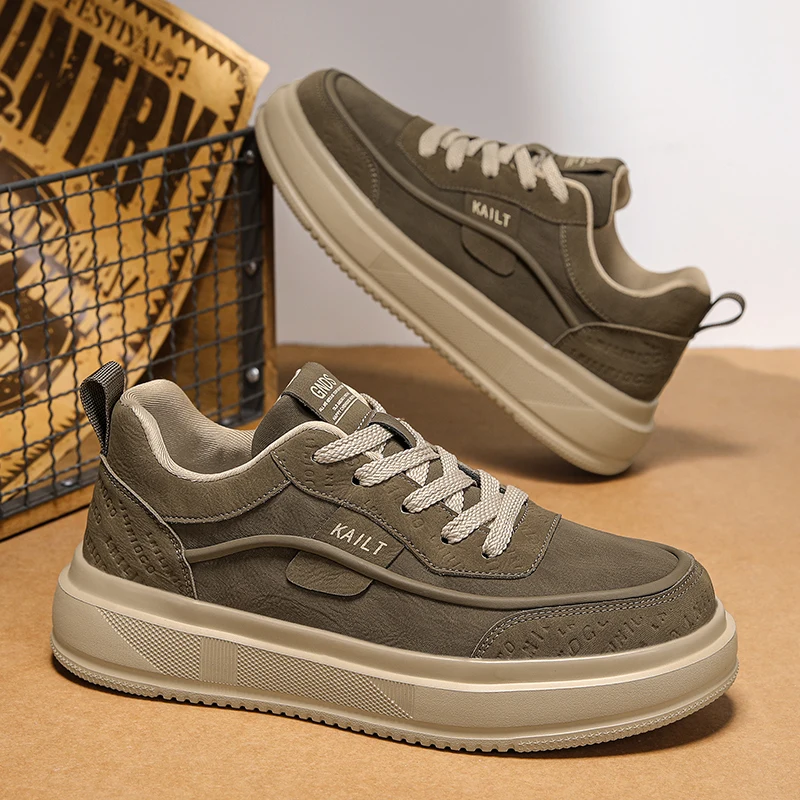 

2025 New Men's British Retro Work Sneakers , Chunky Soft-Sole Casual Autumn-Winter Shoes