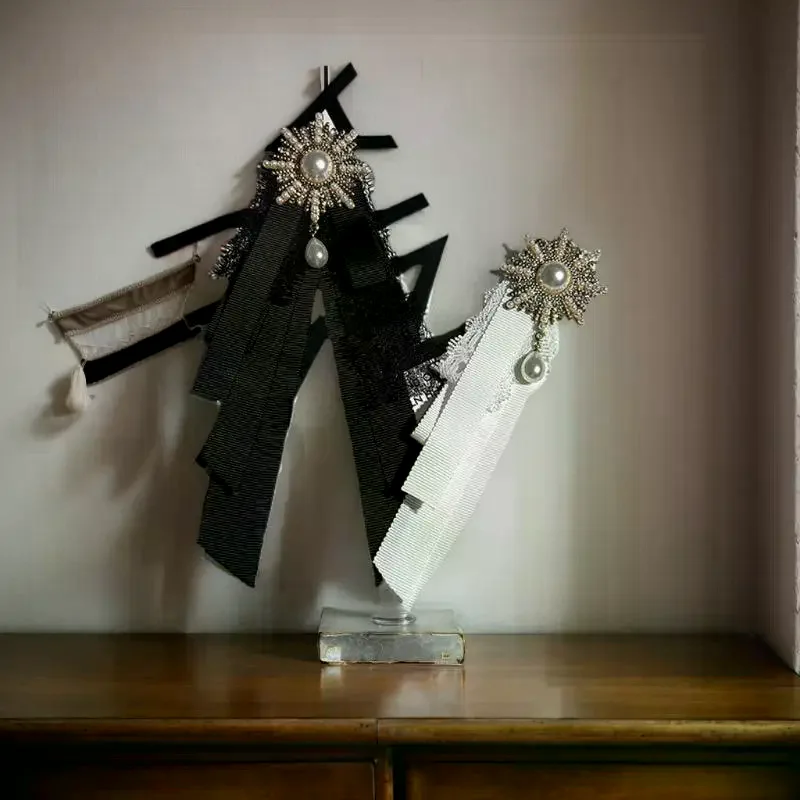 Sophisticated Lyre Pearl and Rhinestone Sunflower Bow Buckle, Women's Mourning Dress Pin and Collar Enhancements