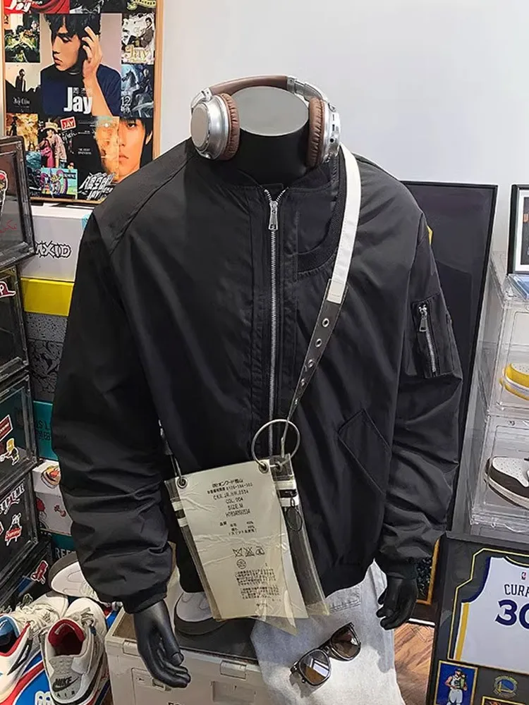 

Men's Bomber Flight Jaet Cotton Padded ort Baseball Sle Thiened Autumn Winter Outerwear Windproof V-Ne Zipper Closure