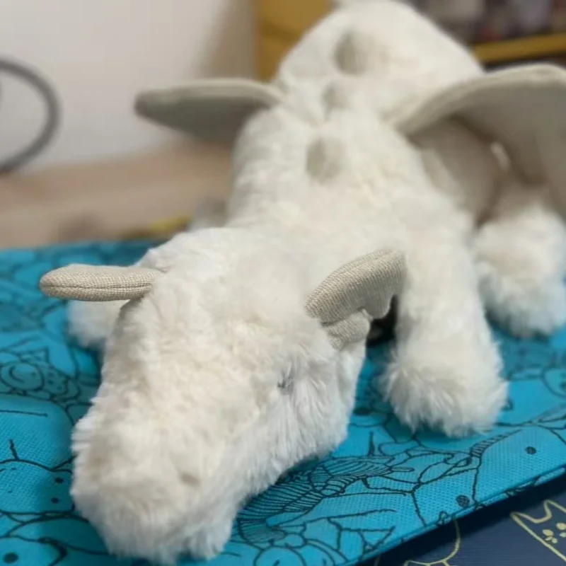 AUTHENTIC JellyCat London Snow Dragon - LARGE White Mythical Plush Stuffed Animal, NWT New With Tags (Fluffy Texture)