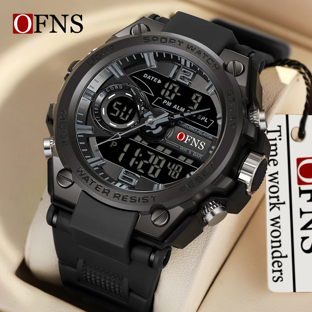 

OFNS 6092 New Fashion Men's Sports Watch Military Waterproof Quartz Electronic Led Digital 50 meter Men's Sports Quartz Watch