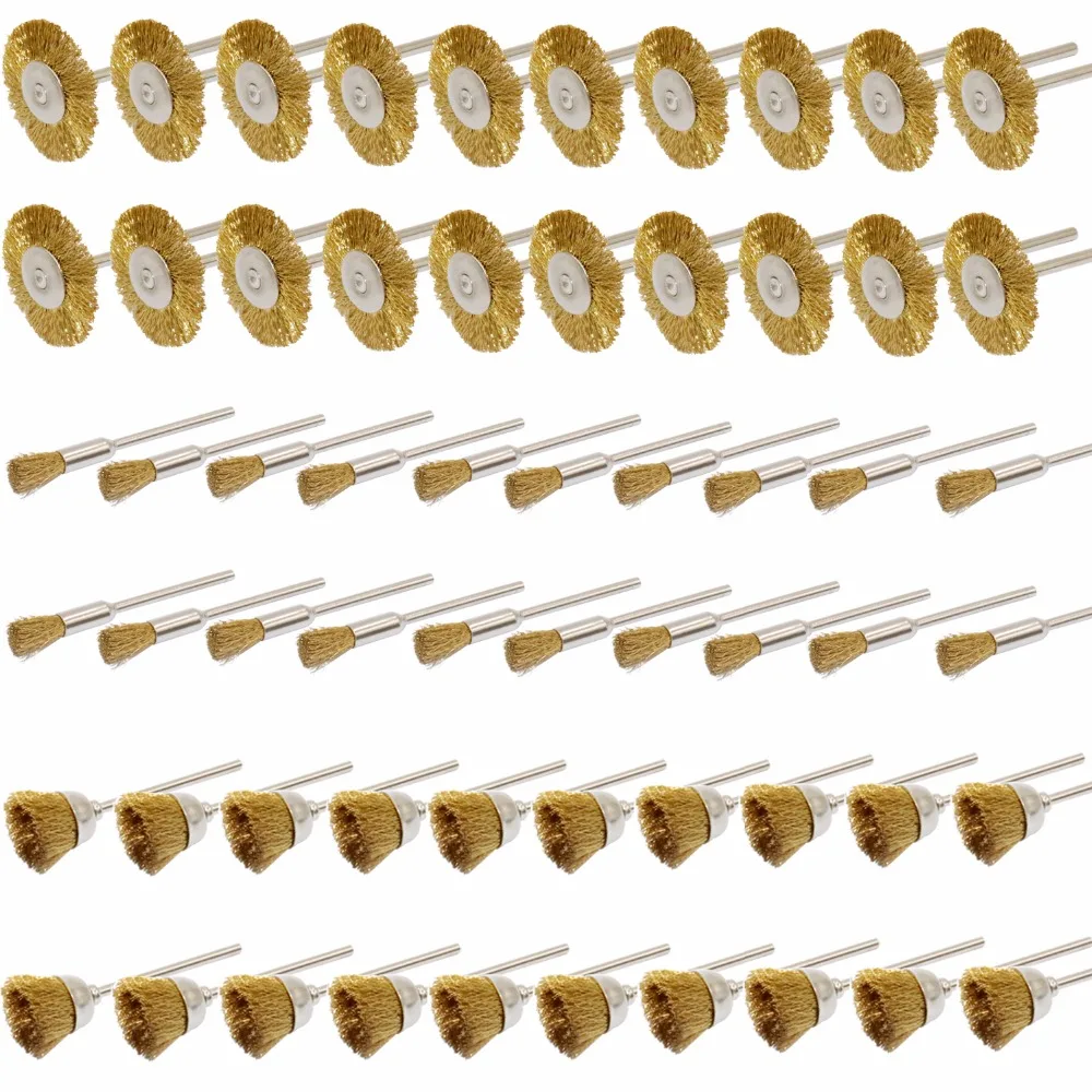 

60PC Brass Wire Wheel Brushes Set Kit Accessories for Dremel Rotary Tools