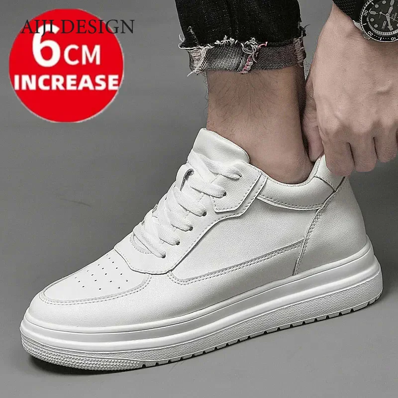 Genuine Leather Heightening Elevator Shoes Height Increase Shoes Men Height Insole 6CM Men Sneakers Sport zapatos para hombre