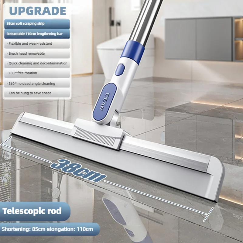 نسخة مطورة جديدة من مكنسة سحرية كنس مادة السيليكون ممسحة منزلية للحمام والحمام مع مساحة تخزين قابلة للتوسيع