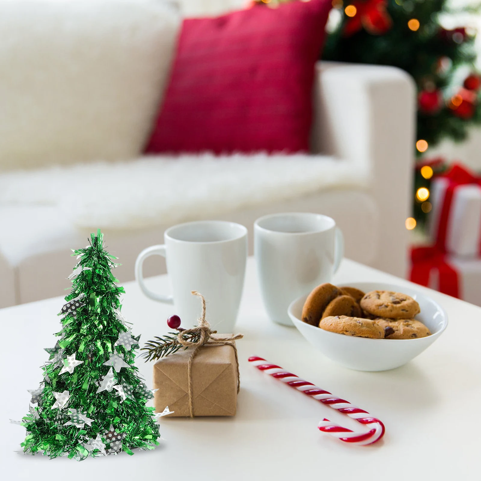 

2pcs Mini Creative Desktop Lifelike Xmas Plastic Christmas Decorative Tree Home Party Decor Festival Art Adornment Table