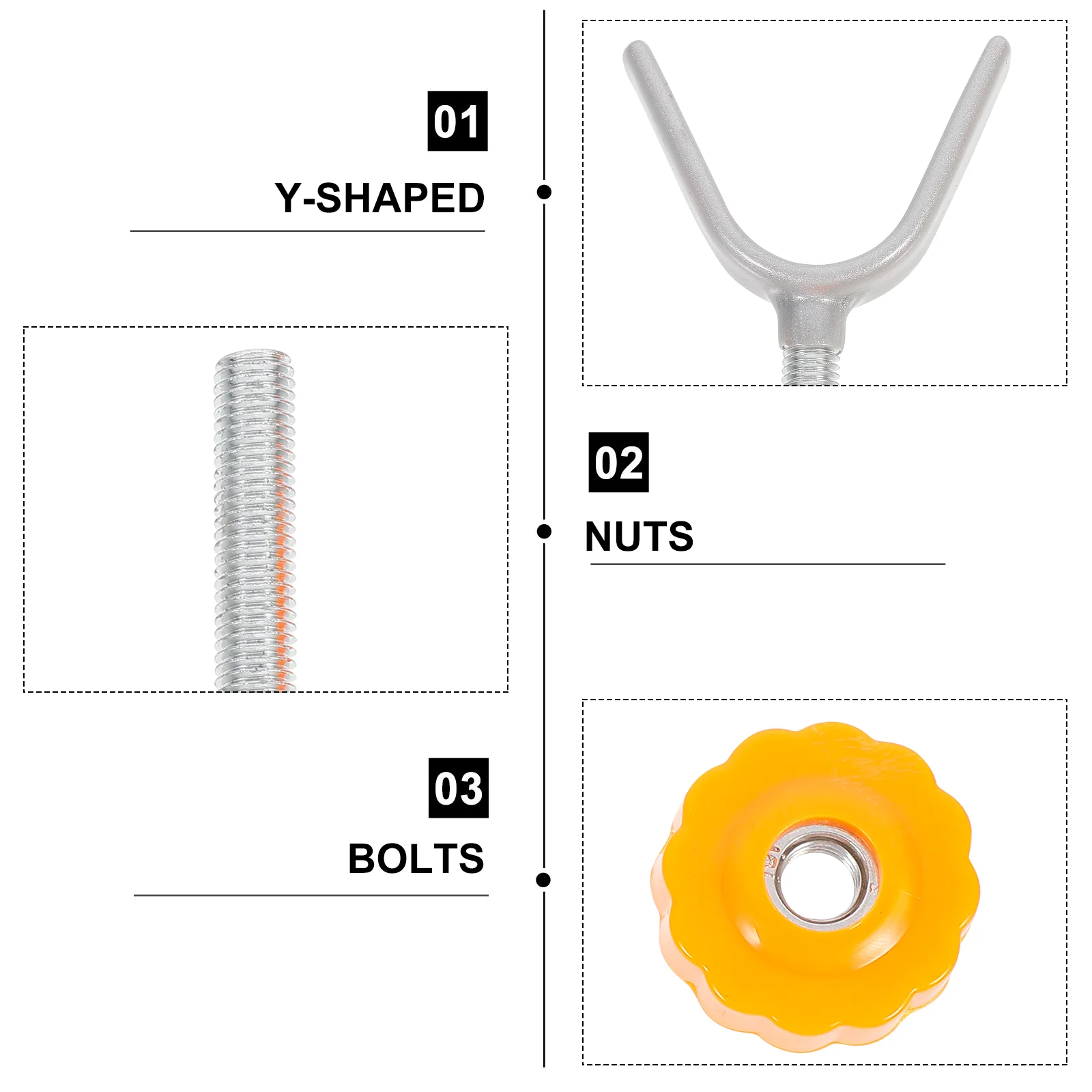 Y-Shaped Top Bolt Bolts, Pet Dog Cerca Interior, Lagging Ferramenta Escada, Guardrail Peças com Porcas, Portão de Segurança, bebê, 4 pcs