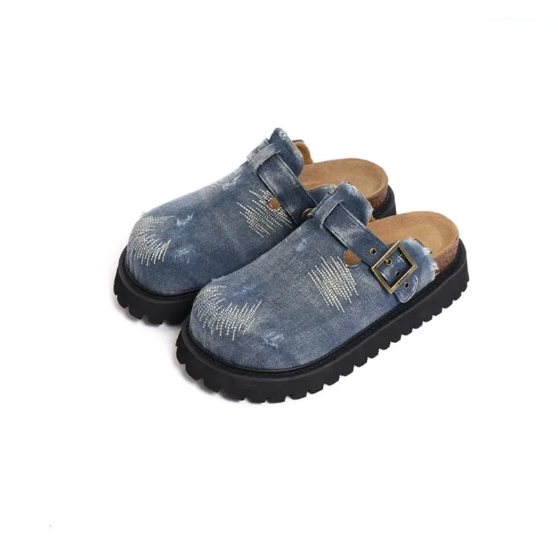 

Women's Shoes Retro Round Head Muller Slippers for Woman Fashion Korean Style Platform Casual Shoes Designer Shoes Zapatos Mujer