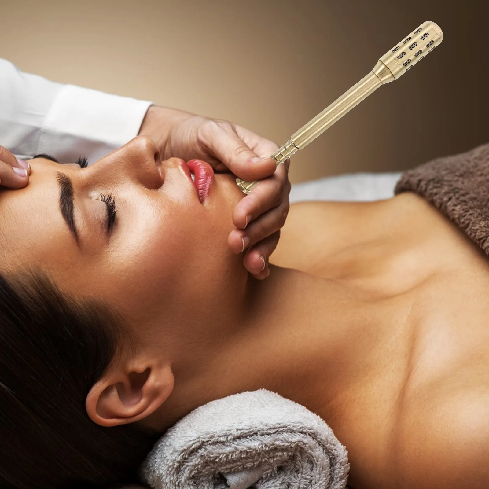 

Copper Moxibustion Stick Medium Size Handheld Moxa Roller for Facial Beauty Salon Therapy Portable Moxa Box Moxibustion Massager