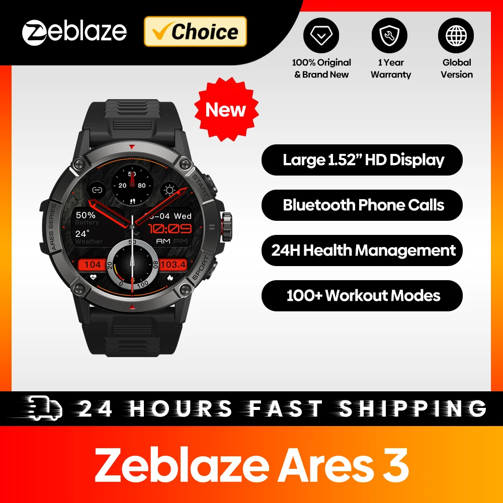 Zeblaze Ares 3: المراقبة الذكية المثالية للرجال بمواصفات عالية وشاشة كبيرة