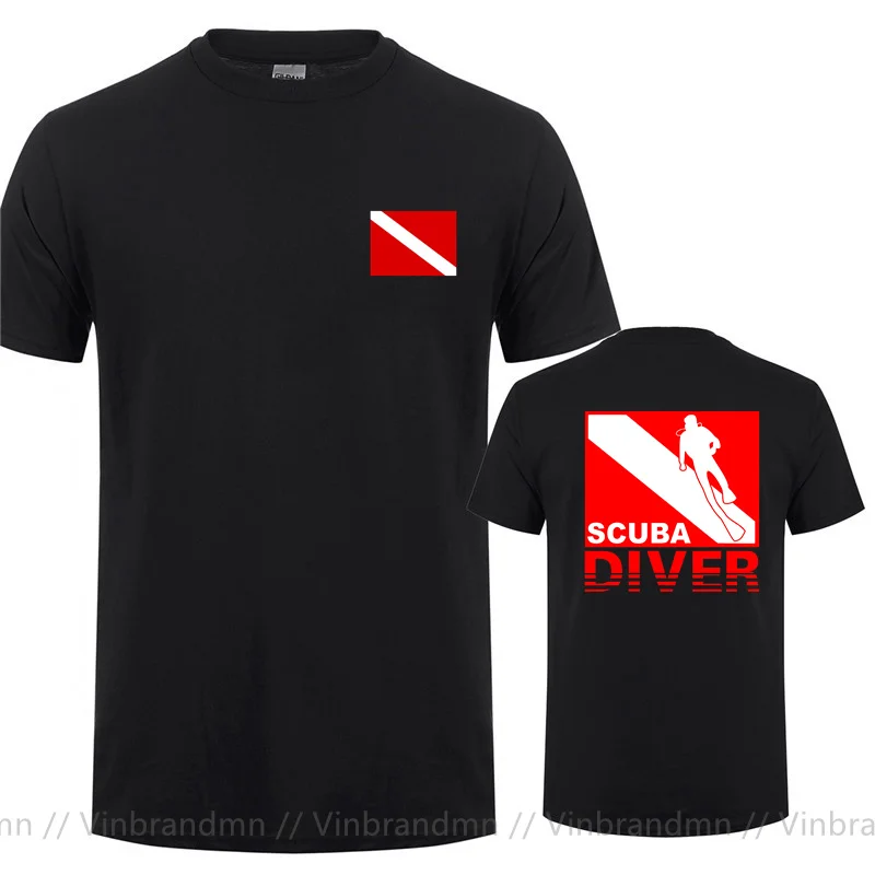 New Design Vintage Distressed Scuba Diver T Shirts Men Retro Scuba diving T-shirt Staff Rescue PADI Flag Back Printed Tee Tshirt