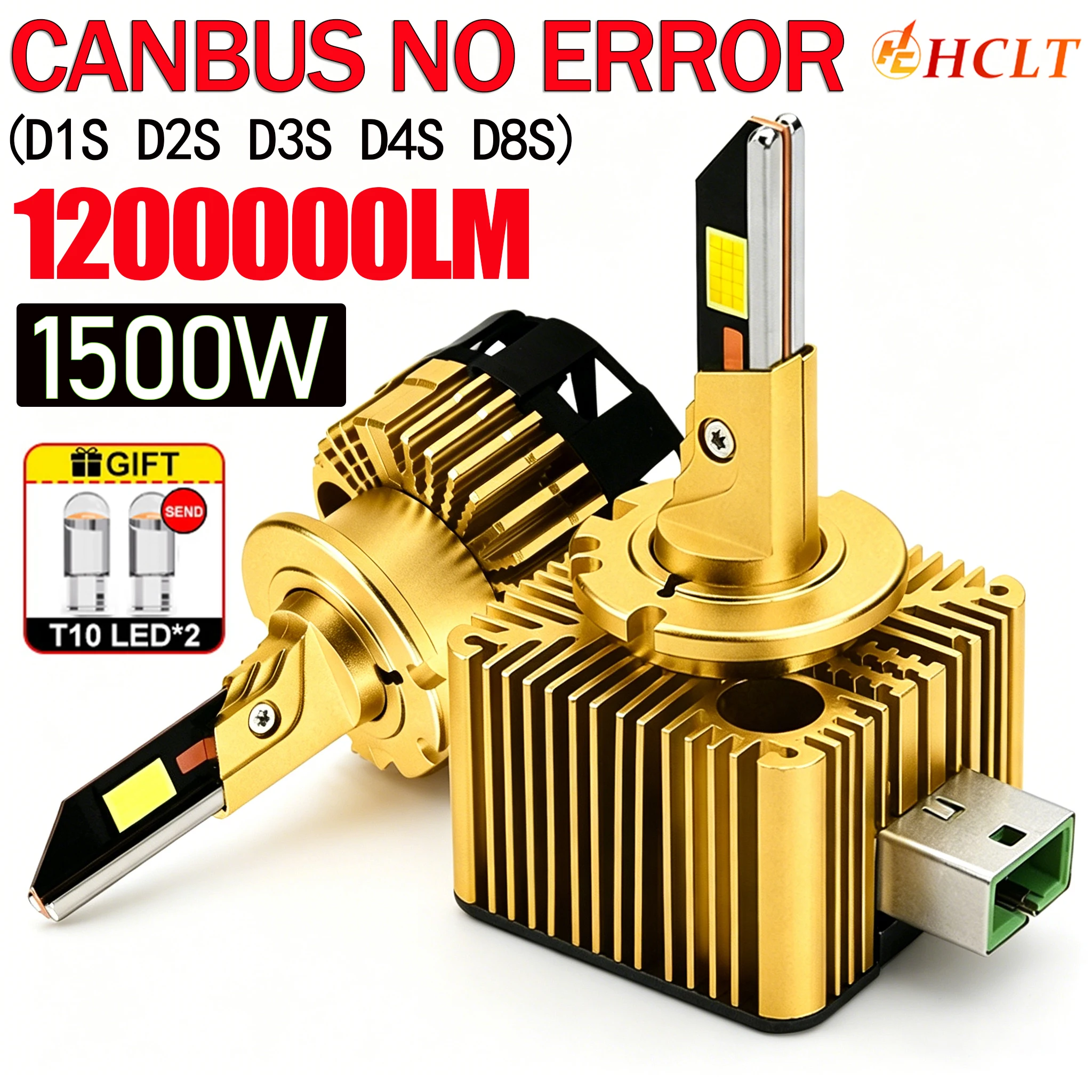 

D1S D3S High Power LED Lights 1200000LM 1:1 Xenon D2S D4S D1R D3R D2R D4R D8S UPGRADE LED Headlight Bulbs Canbus No Error 6000K