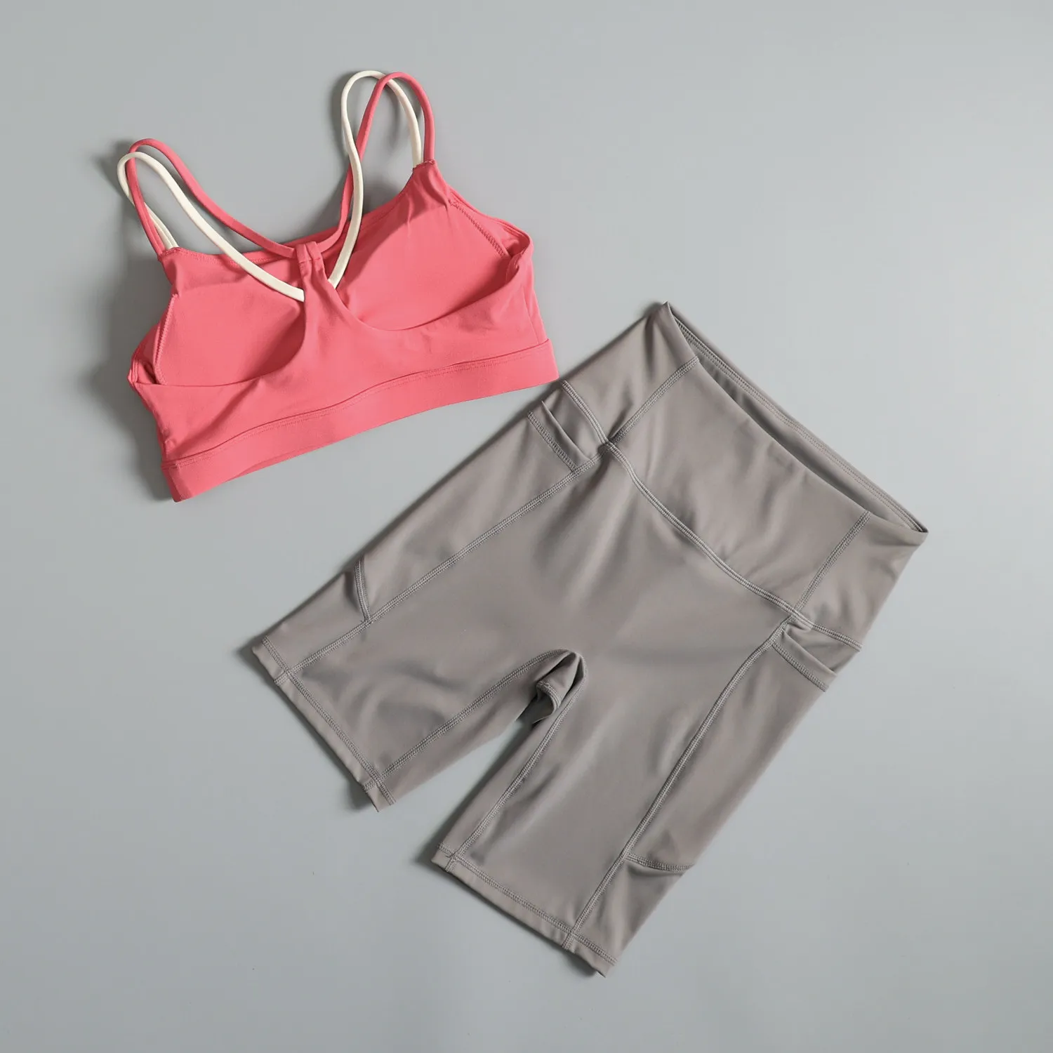 Sports suit women's summer gym training morning run shock-proof bra slim fit Pilates yoga quick-drying clothing