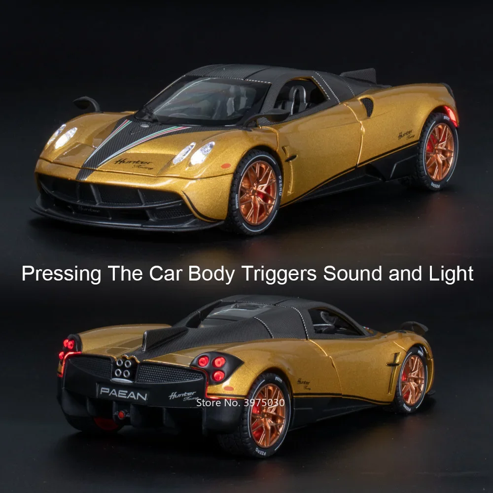 1/22 Pagani Huayra Dinastia Alloy Cars Diecast Model Toys with Sound Light Sports Car Wheel Pull Back Vehicle Kids Xmas Gift Toy