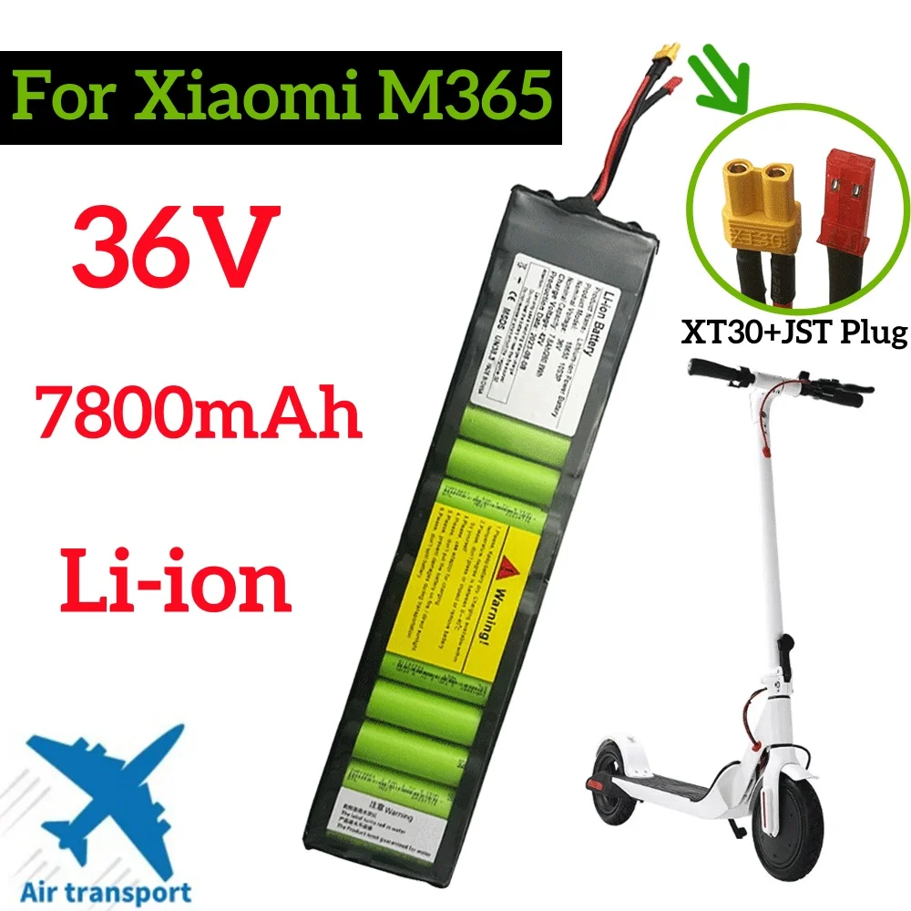

7800mAh 36V 10S3P Battery Pack for Xiaomi M365 Electric Scooter 18650 NE1003-H Cell Communication Interface Discharge Tail Light