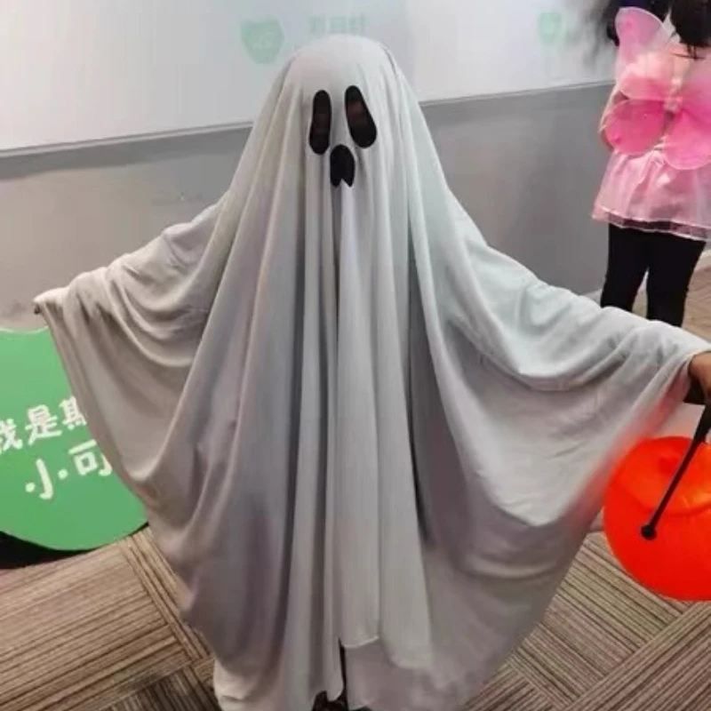 ハロウィーンコスプレ衣装子供、ホラー、右、ゴースト、スマイリーフェイス、ブラックアイ、ケープ、ステージパフォーマンス、大人、新しい