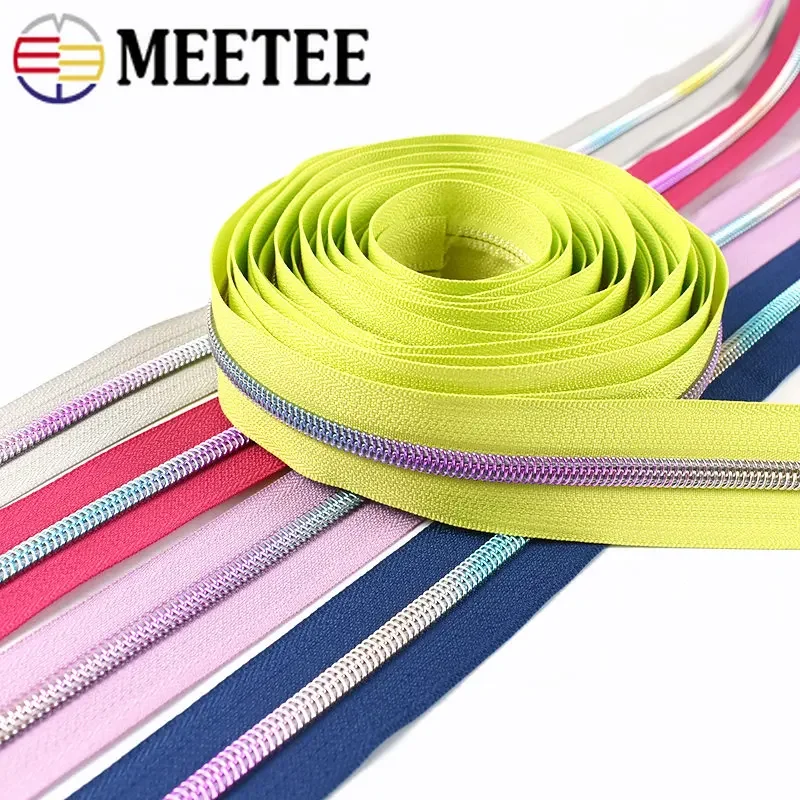 2-10Meters Meetee 5# Nylon Zipper Tape Colored Zippers Roll for Sewing Coat Luggage Repair Kit Garment Zip Accessories