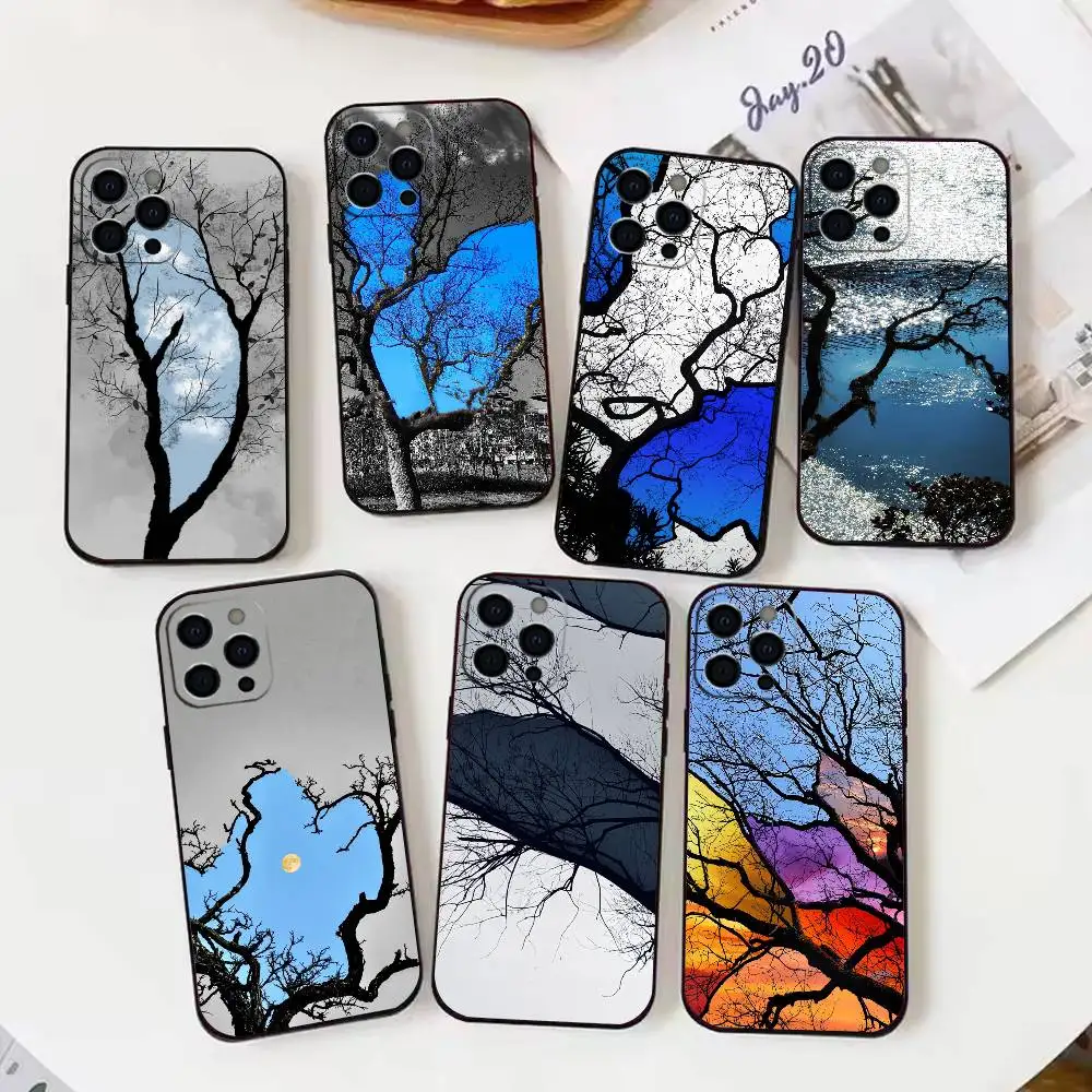 

art blue sky dead T-tree Phone Case For iPhone17,16,15,14,13,12 Plus,Max Soft Silicone Black Cover