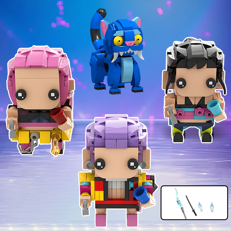 

MOC Demon Hunter Girl Group Building Blocks Набор тигр Руми Зои Фигурки Кирпичи Аниме Фигурки Сборная игрушка для детей Фанаты