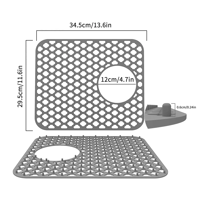 Silicone Sink Protectors Kitchen Sink With Center Drain Grid Accessory Non-Slip Heat-Resistant Mat