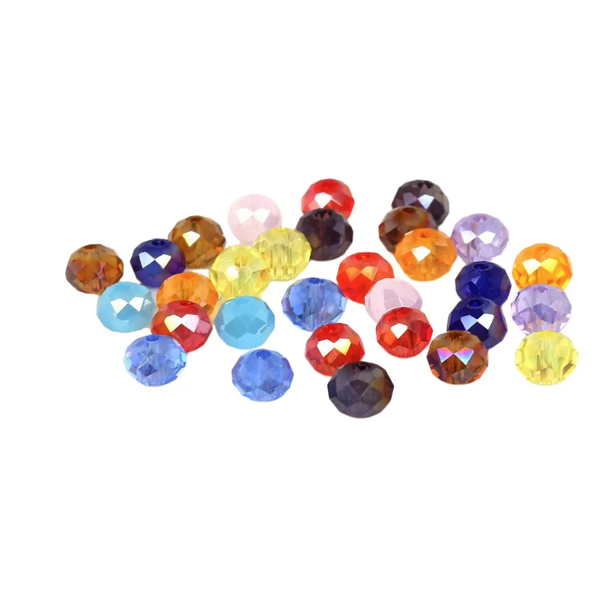 10mm 70PCS/strand  AB Mix color Glass Crystal Beads Faceted Roundel DIY