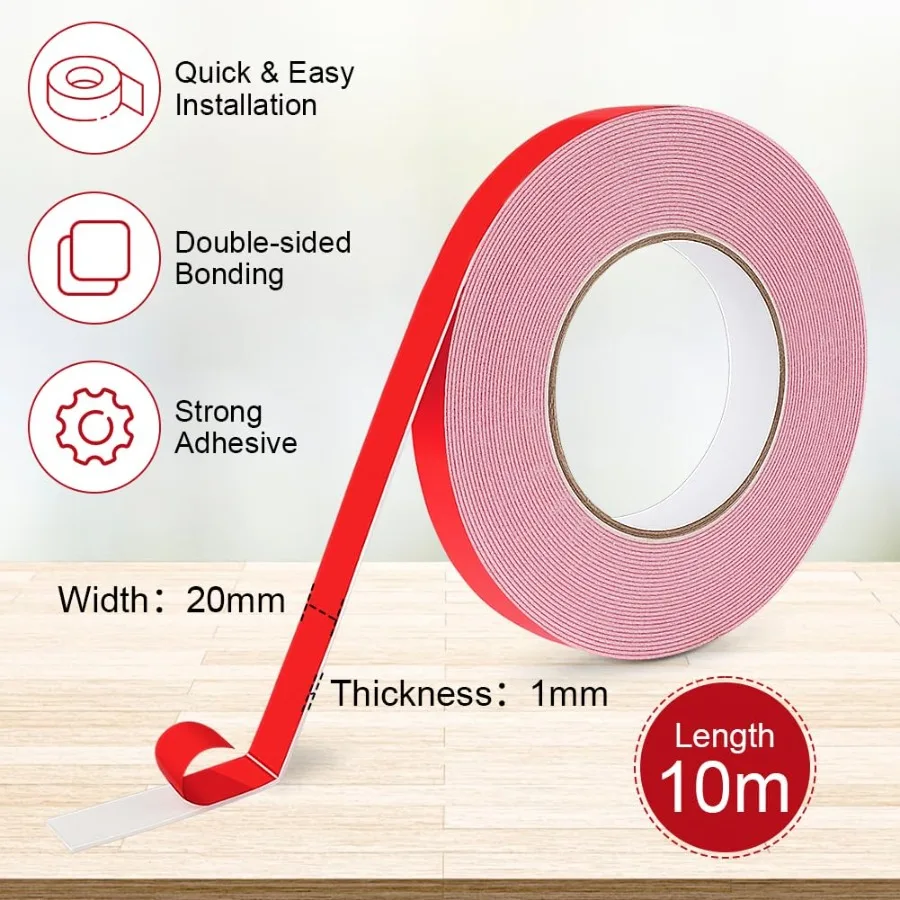 アップグレードされた両面テープ ヘビーデューティー エラ 厚さ0.04インチ フォームテープ 強力な粘着性 マウンティングテープ 防水 写真の吊り下げ用