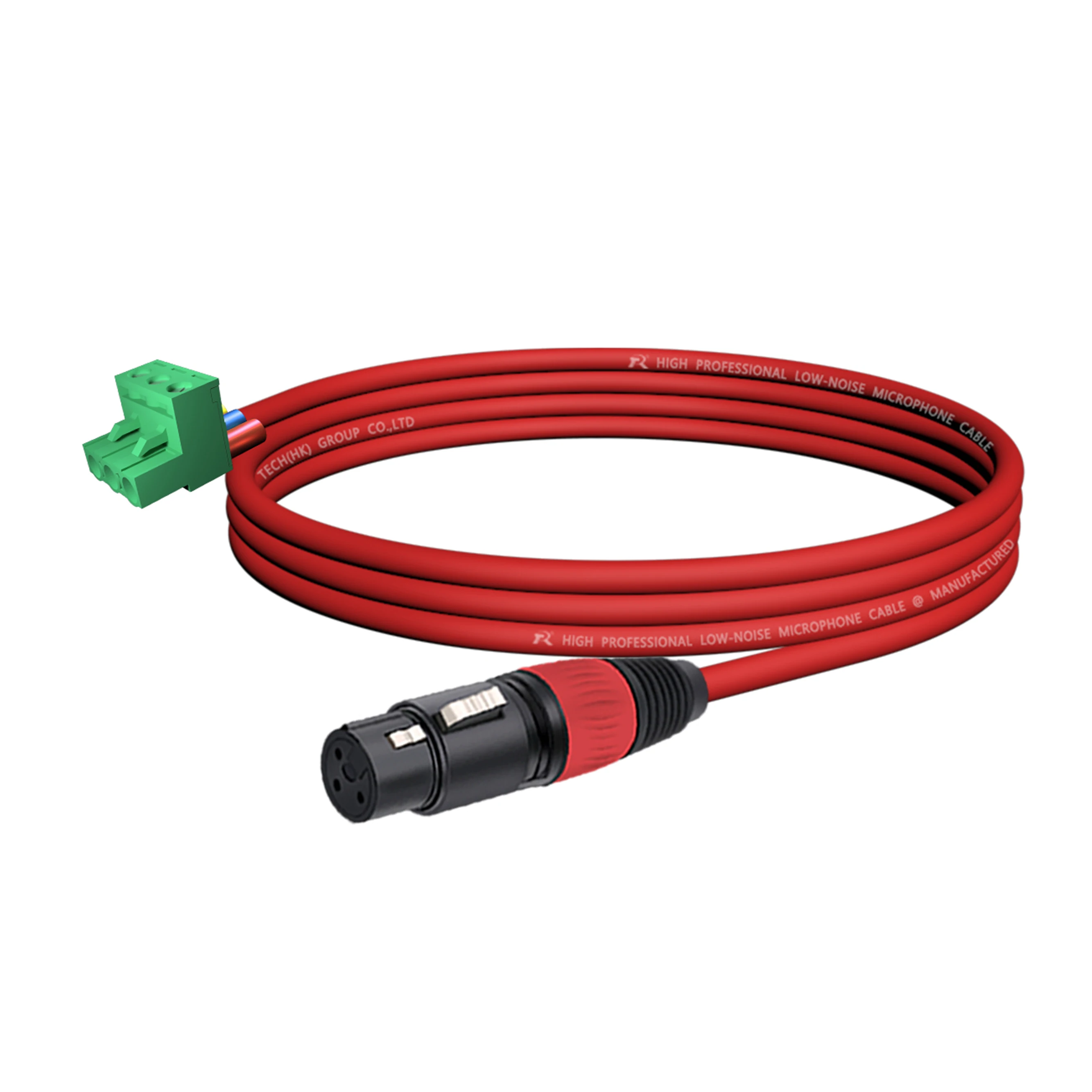 XLR-zu-PHX-Adapter, vergoldeter 3P XLR M/F zu PHX3M/2EDG 5.08 PCB Schraubklemmen-Anschlusskabel, gerändelter Endgriff, spiralförmiges Design – Detail 13
